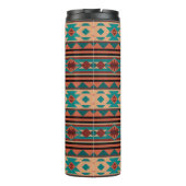 Southwest Tribal Pattern Turquoise Terracotta Thermosbeker (Achterkant)