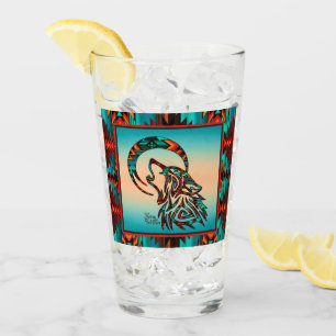 Southwest Tribal Wolf Glass Cup Glas