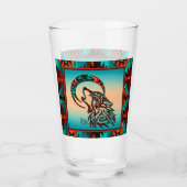 Southwest Tribal Wolf Glass Cup Glas (Voorkant)