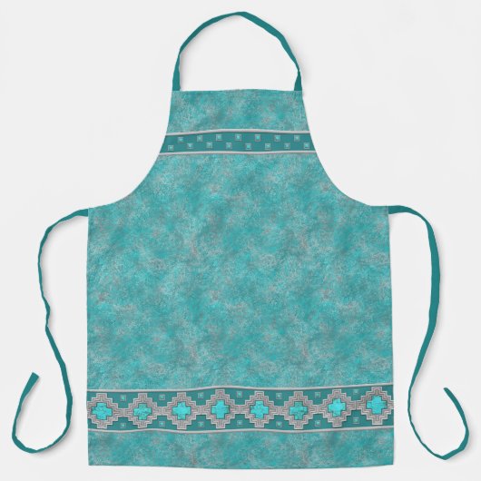 Southwest Turquoise Geometric Pattern Schort (Voorkant)