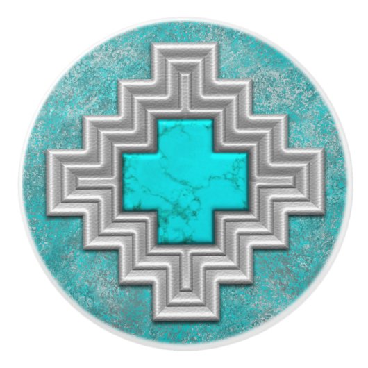 Southwest Turquoise Keramische Knop (Voorkant)