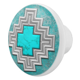 Southwest Turquoise Keramische Knop
