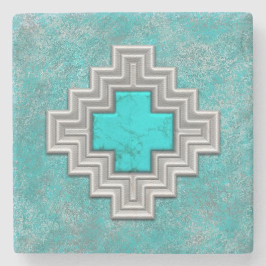 Southwest Turquoise Stenen Onderzetter (Voorkant)