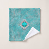 Southwest Turquoise Stone Geometric Pattern Bad Handdoek (Wasdoekje)