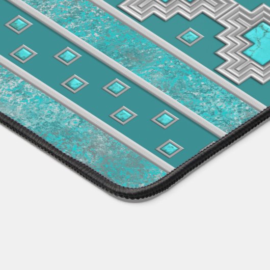 Southwest Turquoise Stone Geometric Pattern Bureaumat (Hoek)