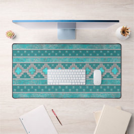 Southwest Turquoise Stone Geometric Pattern Bureaumat