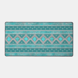 Southwest Turquoise Stone Geometric Pattern Bureaumat