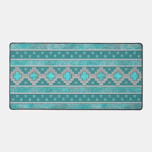 Southwest Turquoise Stone Geometric Pattern Bureaumat (Voorkant)