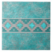 Southwest Turquoise Stone Geometric Pattern Tegeltje (Voorkant)