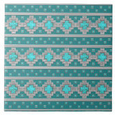Southwest Turquoise Stone Geometric Pattern Tegeltje (Voorkant)