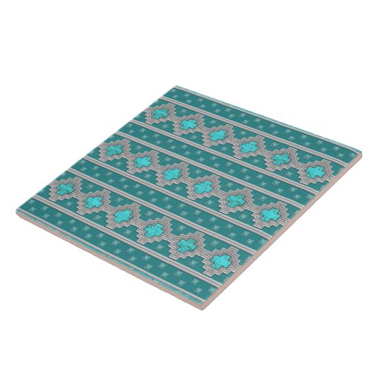 Southwest Turquoise Stone Geometric Pattern Tegeltje (Zijkant)