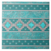 Southwest Turquoise Stone Geometric Pattern Tegeltje (Voorkant)