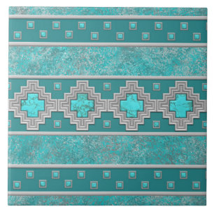 Southwest Turquoise Stone Geometric Pattern Tegeltje