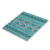 Southwest Turquoise Stone Geometric Pattern Tegeltje (Zijkant)