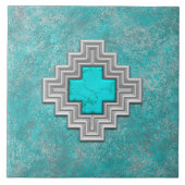 Southwest Turquoise Stone Geometric Pattern Tegeltje (Voorkant)