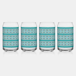 Southwest Turquoise Stones Geometric Pattern Blikvorm Glas