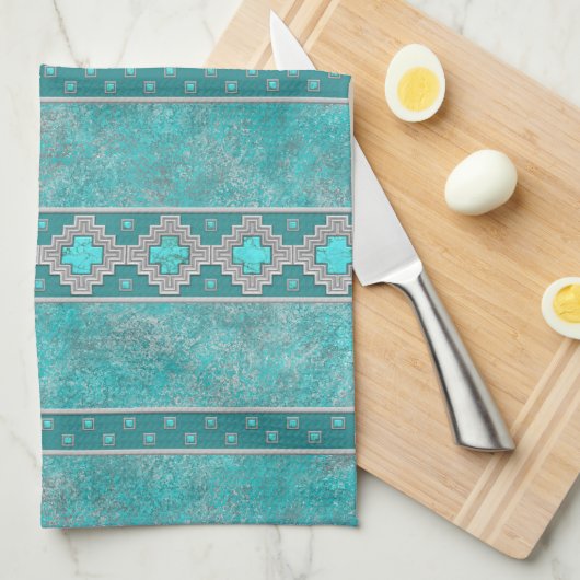 Southwest Turquoise Theedoek (Quarter Fold)