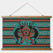 Southwest Turquoise Tribal Sun Kokopelli Hangend Wandkleed (Voorkant)