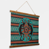 Southwest Turquoise Tribal Sun Kokopelli Hangend Wandkleed (Gebogen)