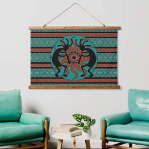 Southwest Turquoise Tribal Sun Kokopelli Hangend Wandkleed