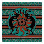 Southwest Turquoise Tribal Sun Kokopelli Perfect Poster (Voorkant)
