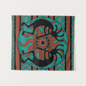 Southwest Turquoise Tribal Sun Kokopelli Wandkleed (Voorkant (horizontaal))