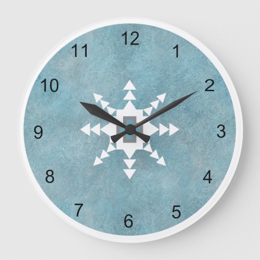 Southwest Turquoise Winter Snowflake Geometric Grote Klok (Voorkant)