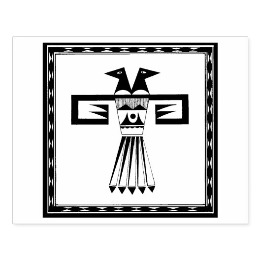 Southwest Two Headed Bird Design Stamp Rubberstempel (Afrduk)