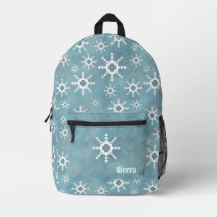 Southwest Winter Blauw Witte Sneeuwvlok Gepersonal Bedrukte Rugzak