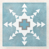 Southwest Winter Geometric Snowflake Design Glazen Onderzetter (Voorkant)