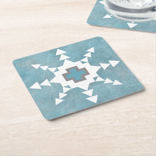 Southwest Winter Geometric Snowflake Design Kartonnen Onderzetters (Schuin)