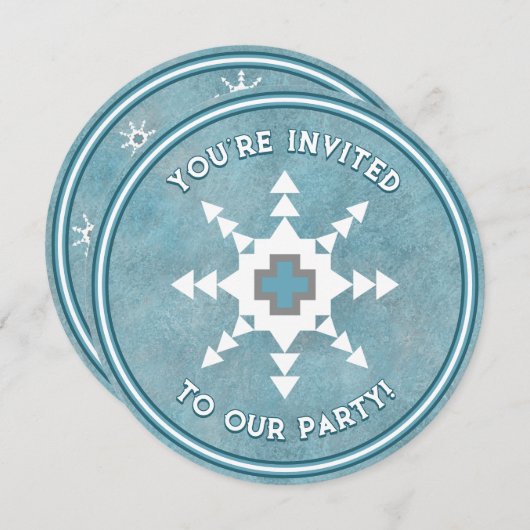 Southwest Winter Snowflake Persoonlijke Uitnodigin Feestdagenkaart (Voorkant / Achterkant)