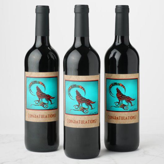 Southwest Wolf Wine Label Wijn Etiket (Flessen)