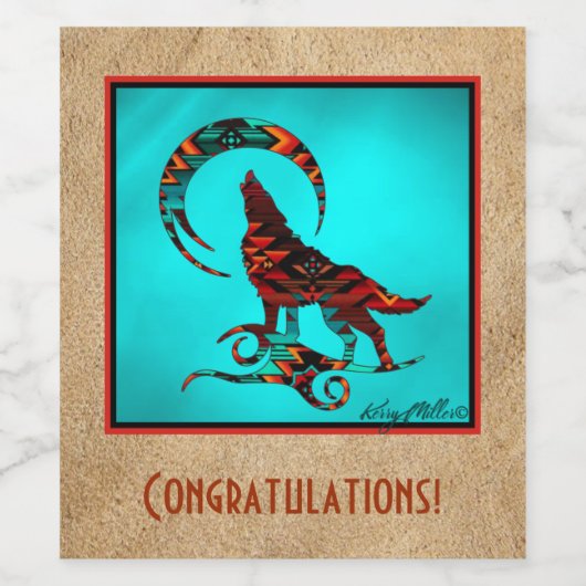 Southwest Wolf Wine Label Wijn Etiket (Enkel label)