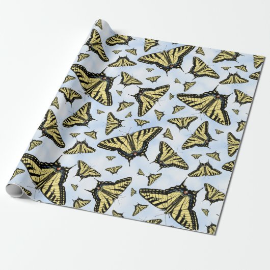 Southwest Yellow Swallowtail Butterflies Patroon Cadeaupapier (Uitgerold)