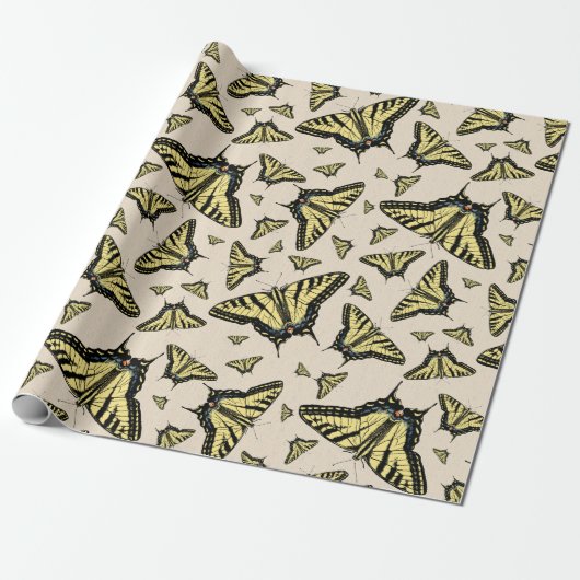 Southwest Yellow Swallowtail Butterflies Patroon Cadeaupapier (Uitgerold)