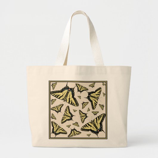 Southwest Yellow Swallowtail Butterflies Patroon Grote Tote Bag (Voorkant)