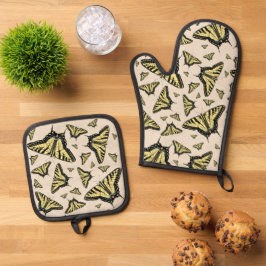 Southwest Yellow Swallowtail Butterflies Patroon Ovenwant & Pannenlap Set