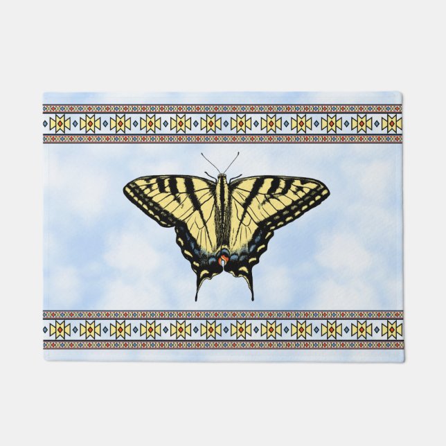 Southwest Yellow Swallowtail Butterfly Blue Sky Deurmat (Voorkant)