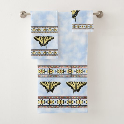 Southwest Yellow Swallowtail Butterfly Geometric Bad Handdoek (Insitu)