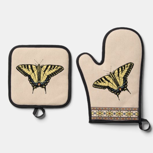 Southwest Yellow Swallowtail Butterfly Ovenwant & Pannenlap Set (Voorkant)
