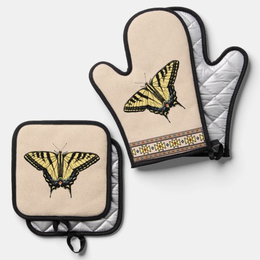 Southwest Yellow Swallowtail Butterfly Ovenwant & Pannenlap Set (Voorkant / Achterkant)