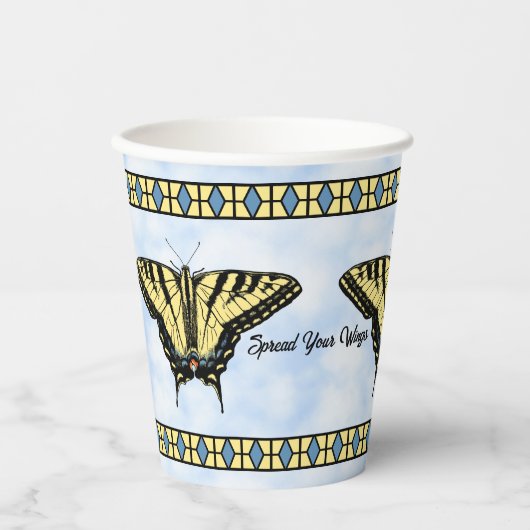 Southwest Yellow Swallowtail Butterfly Personalize Papieren Bekers (Voorkant)