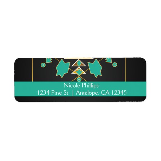 Southwester Turquoise Black Gold Adresetiketten Etiket (Voorkant)