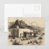 Southwestern Adobe House with Desert Landscape  Briefkaart (Voorkant / Achterkant)