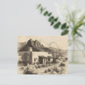 Southwestern Adobe House with Desert Landscape  Briefkaart (Staand voorkant)
