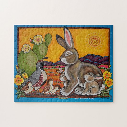 Southwestern Animals Wildlife Rabbit Quail Puzzle Legpuzzel (Horizontaal)