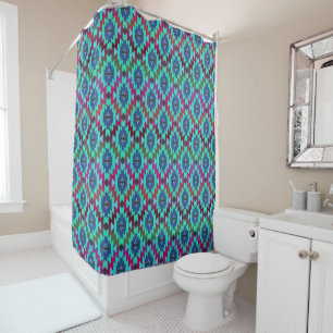 Southwestern Aqua Pattern Beauful Douchegordijn