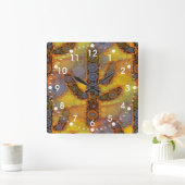 Southwestern Arizona Saguaro Cactus Mosaic Design Vierkante Klok (Huis)