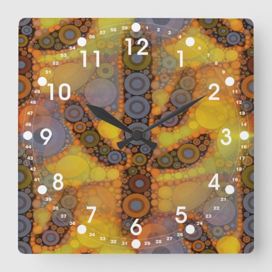 Southwestern Arizona Saguaro Cactus Mosaic Design Vierkante Klok (Voorkant)